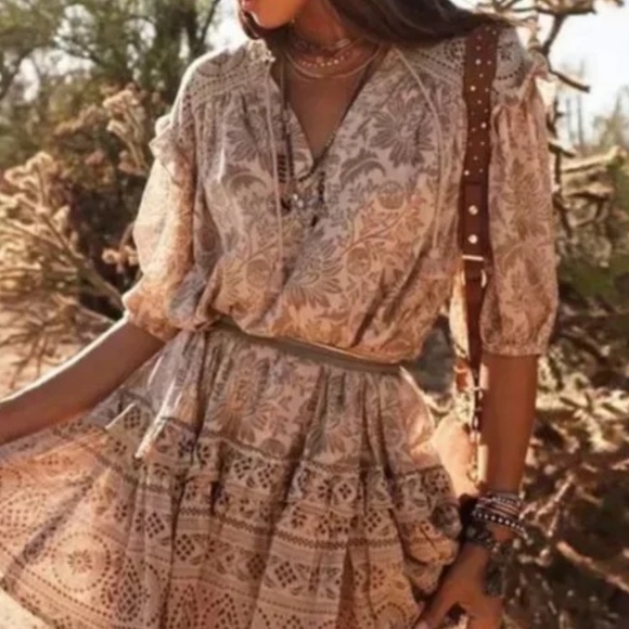 Boho Gypsy Ruffle detail Mini Dress - Picture 7 of 9